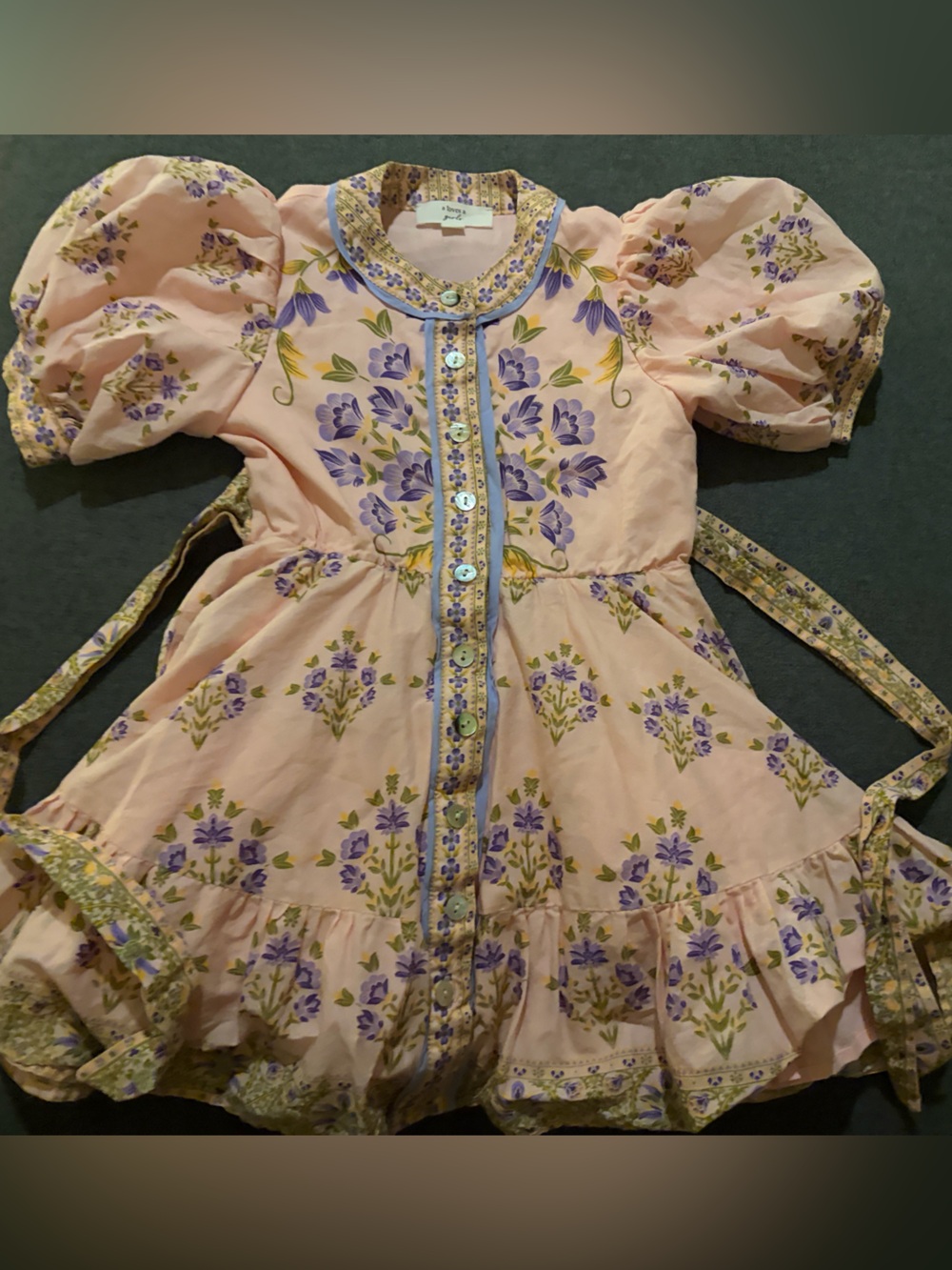 A Loves A Girls' Pink & Purple Floral Belted Formal Dress - Picture 2 of 5